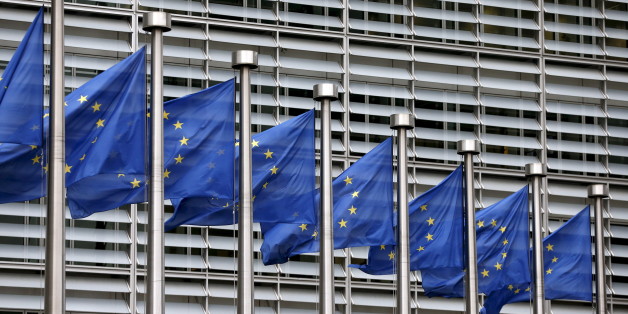 File picture shows European Union flags fluttering outside the EU Commission headquarters in Brussels